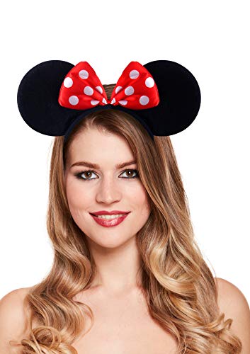 **NEW** BEAUTIFUL BLACK AND RED POLKA DOTS SPARKLE MINNIE MOUSE EARS - FANCY DRESS HEADBAND by Manchester Royalty von Husqvarna