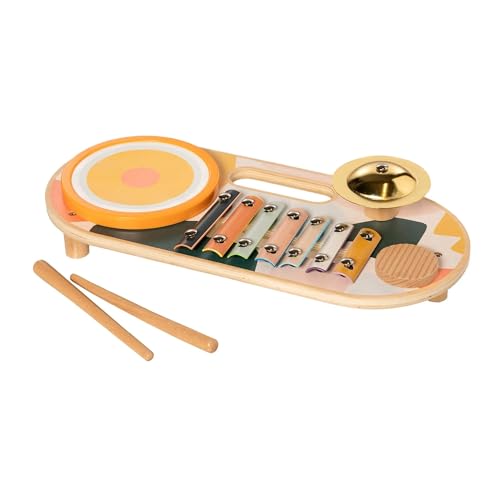 Manhattan Toy Beats to Go Hölzernes Kleinkind und Vorschule Musikalisches Spielzeuginstrument Xylophon, Trommel, Becken und Waschbrett von Manhattan Toy