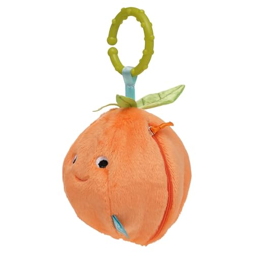 Manhattan Toy 161530 Mini-Apple Farm Orange Baby-Reisespielzeug mit Rassel, Quietsche, Crinkle-Stoff und Beißring-Clip-on-Befestigung, Mehrfarbig von Manhattan Toy