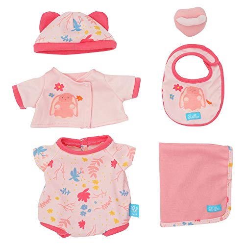 Manhattan Toy Baby Stella Willkommen Baby 6 Stück Bringing Home Babypuppen-Set mit Hut, Lätzchen, Strampler, Strickjacke, magnetischem Schnuller und Decke von Manhattan Toy