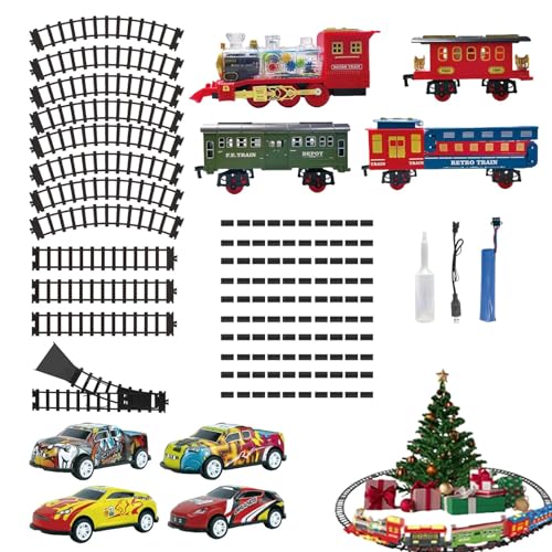 Manolyee Modelleisenbahn-Set, Kindereisenbahn-Set,Elektrisches Eisenbahn-Set, Sound-Zug-Spielzeug | Batteriebetriebenes Eisenbahn-Weihnachtsspielzeug für Mädchen und von Manolyee