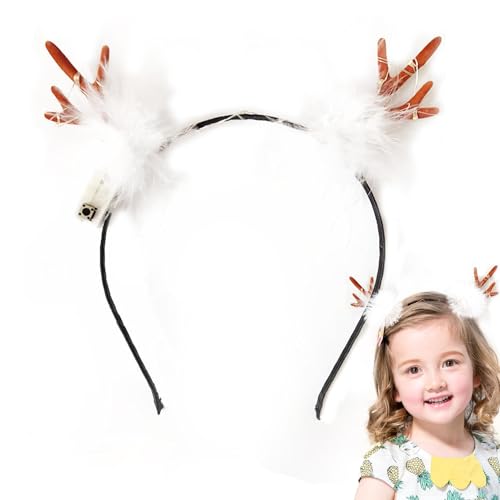 Manolyee Weihnachtsgeweih-Stirnband, Hirschgeweih-Haarband,Weihnachts-LED-Haarreifen, leuchtende Geweih-Haarbänder - Weihnachts-Hirschhorn-Haarband, wiederverwendbar, für Kinder und Erwachsene, von Manolyee