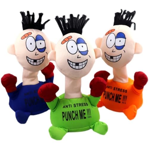 Punch Me Stoffpuppe - Schlag Mich Schreiende Puppe, 3 Stück Stoffpuppe Stress, Elektrischer Anti Stress Punch Me Plüsch Mit Schreiendem Geräusch, Stressabbau Sensorisches Spielzeug Mit Saugnapfbasis von Manolyee