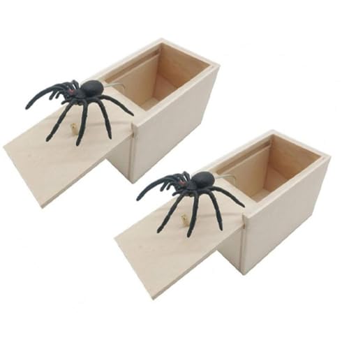 Spinne Streich-Box, 2 Stücke Prank Spider Scare Box,Streich Spinne Scare Box,Spinne In Box,Spinne Streich Holz Angst Box Witz Spielzeug Narren Day Box,Spinne Spielzeug Für Geschenk Halloween-Spielzeug von Manolyee