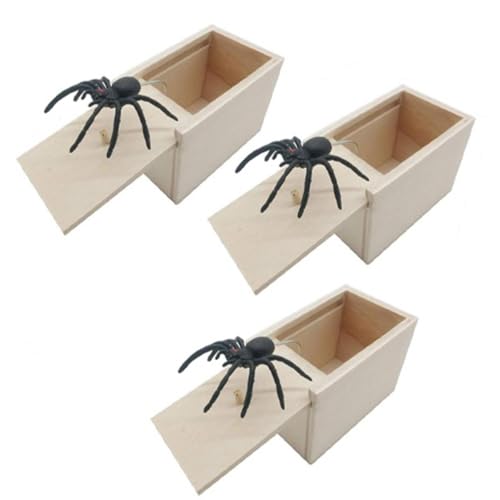 Spinne Streich Box, 3 Stück Holz Prank Spider Scare Box, Spinne In Box, Streich Spinne Scare Box, Spinne Streich-Box, Streich Spinne Angst Box Streichschachtel Für Kinder Erwachsene Party Favors von Manolyee