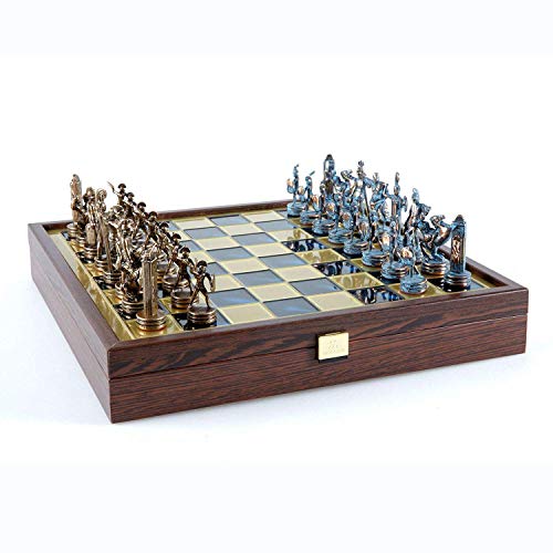 Greek Mythology Chess Set - Blue&Copper - Wooden case Blue Board von Manopoulos