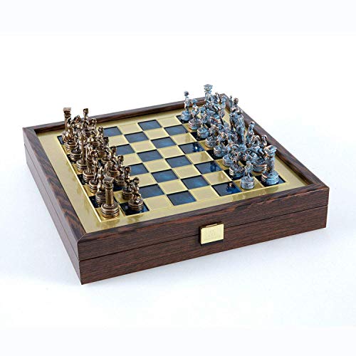 Greek Roman Army Chess Set - Blue&Copper - Wooden case - Blue Board von Manopoulos