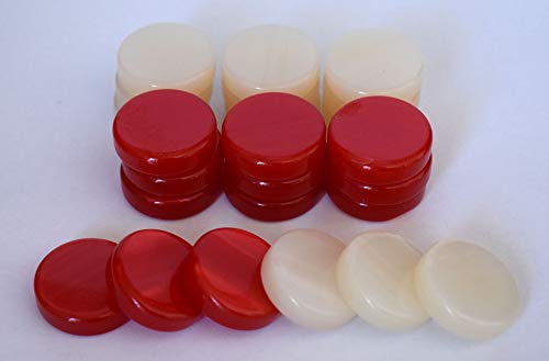 Manopoulos 30 kleine Acryl-Backgammon-Stachel, Chips, Rot und Elfenbein, 2,5 cm von Manopoulos