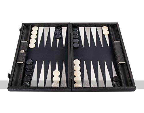 Manopoulos Classic Black Leatherette Backgammon Set (19-inch) von Manopoulos