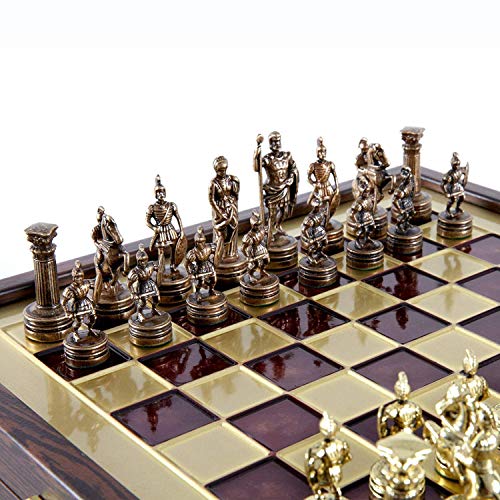 Manopoulos Greek Roman Army Chess Set - Brass&Copper - Wooden case Red Board von Manopoulos