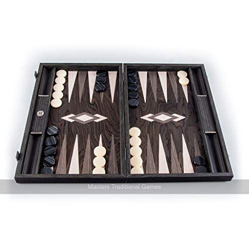 Manopoulos Luxury Ebony Burl with Grey and Oak Points 19-inch Backgammon Set von Manopoulos