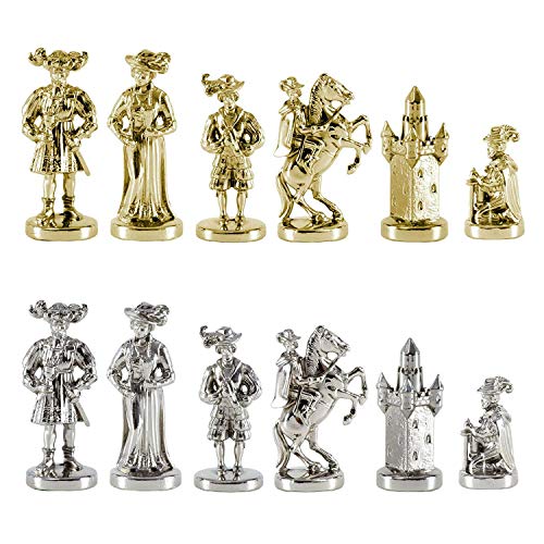 Manopoulos Medieval Knights Large Chess Set - Brass&Nickel - Without Chess Board von Manopoulos