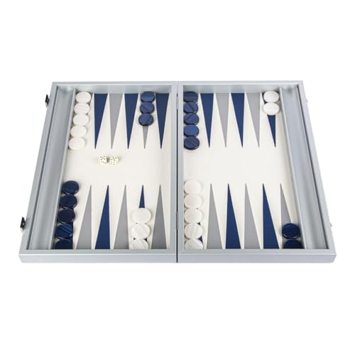 Manopoulos Minimalist Art Navy Blue 19 inch Leatherette Backgammon Set von Manopoulos