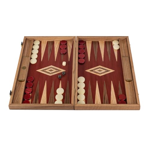 Manopoulos Premium Walnut with Red Oak 19-inch Wooden Backgammon Set von Manopoulos