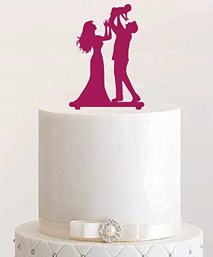 Cake Topper, Tortenstecker, Tortenfigur Acryl, Hochzeit Paar mit Kind Hochzeitstorte (Beere) von Manschin-Laserdesign