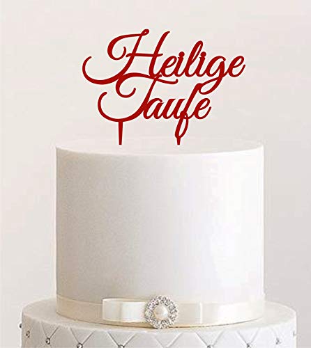 Cake Topper Acryl/Holz heilige Taufe, Topper, Caketopper, Einstecker, Stecker, Torte, Kuchen, Tortenstecker (Dunkelrot) Art.Nr. 5236 von Manschin-Laserdesign