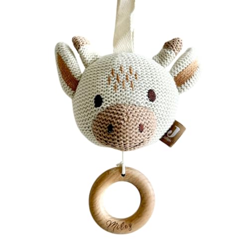 Manufaktur Liebevoll | Personalisierte Spieluhr zur Geburt Babyspieluhr Geschenk Baby Neugeborene Baby Spieluhr mit Musik Musikuhr (Giraffe) von Manufaktur Liebevoll