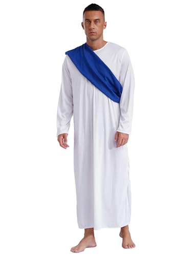 Manyakai Erwachsener Kaiser von Rom Caesar Kostüm Griechischer Prinz Cosplay Karneval Kostüm Toga Robe und Schärpe Karneval Party Blau M von Manyakai