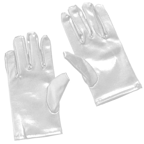 Manyakai Glänzende Pailletten Handschuhe Kinder Gesangshandschuhe Tanzhandschuhe Glitzer Kostüme Halloween Party Silber 3-12 Jahre von Manyakai