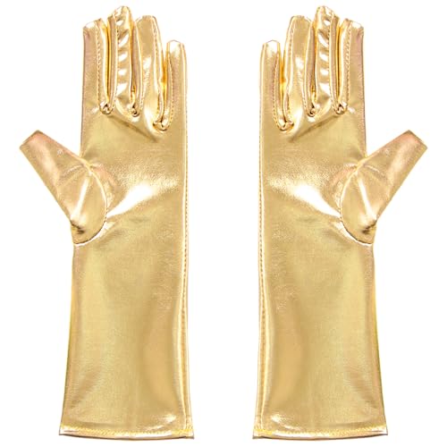 Manyakai Mädchen Glänzende Pailletten Handschuhe Kinder Gesangshandschuhe Tanzhandschuhe Halloween Party Kostüm Gold 3-10 Jahre von Manyakai