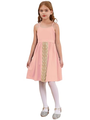 Manyakai Mädchen Kleid Partykleid A Line Swingkleid Rüschen Festlicheskleid Prinzessinenkleid Kinder Halloween Weihnachtskleid Rosa 146-152 von Manyakai