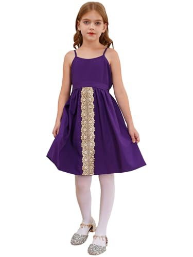 Manyakai Mädchen Kleid Partykleid A Line Swingkleid Rüschen Festlicheskleid Prinzessinenkleid Kinder Halloween Weihnachtskleid Violett 110-116 von Manyakai