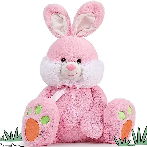 MorisMos 80cm Sitzend Hase Kuscheltier XXL mit Karotte am Füßen, Kawaii riesen Plüschhase stofftier Plüschtier, weich groß Gefüllte Hase für Baby zum Spielen (Rosa) von MaoGoLan