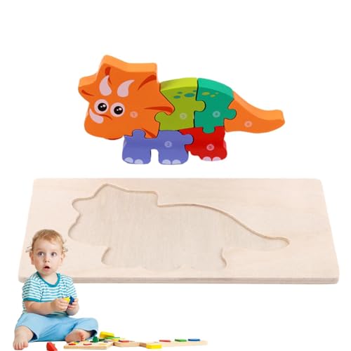 Maodom 3D-Cartoon-Puzzles,Dinosaurier-Puzzles aus Holz | Pädagogische Holzpuzzles Dinosaurier-Puzzlespielzeug | Lustiges Sinnesspielzeug, frühes Lernpuzzlespielzeug für Kinder ab 3 Jahren von Maodom