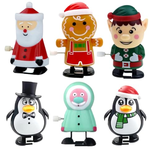 Maodom 6 Stück Weihnachts Aufziehspielzeug,Weihnachtsspielzeug zum Aufziehen,Wind Up Toy Christmas Sortimente Stocking Stuffers für Weihnachten Partie Favor Supply Zubehör von Maodom