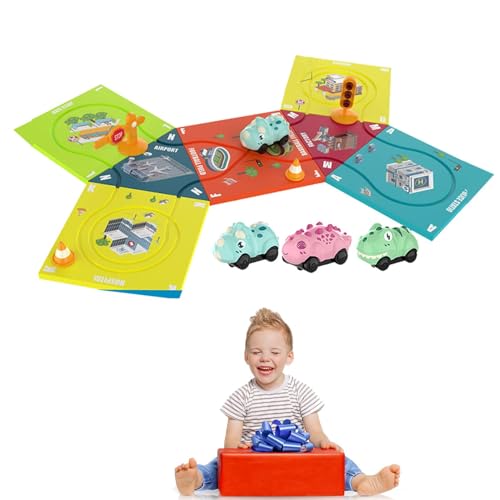 Maodom Auto-Strecken-Puzzle für Kinder, Rennwagen-Strecken-Puzzle - Spielzeugauto-Puzzlebrett - Lustiges pädagogisches Eisenbahnwagen-Bauspielzeug für Kinder, kreatives Spielzeugauto-Puzzlebrett für von Maodom