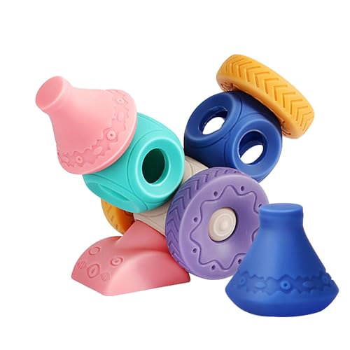 Maodom Babybausteine,Soft Blocks - PVC-Blockspielzeug-Set für Vorschulkinder - Niedliche Stapelblöcke für den Kindergarten, Cartoon-Beißring-Set für das Kinderzimmer von Maodom