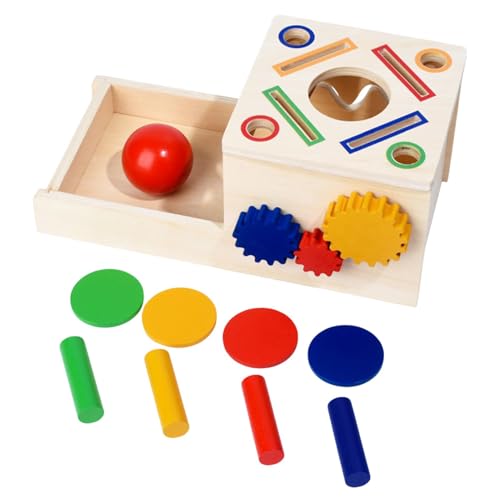 Maodom Hölzerne Farbsortierspielzeug, feinmotorische Fähigkeiten Sensorisches Spielzeug - Hölzerne feinmotorische Fähigkeiten Coin Box,Vorschullernspielzeug mit glatten Kanten für Ostern, Kindertag, von Maodom