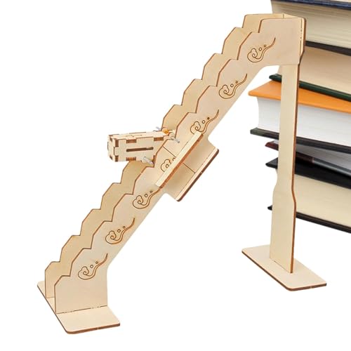 Maodom Holzbauspielzeug, Frühpädagogisches Spielzeug - Physikalisches Modell die Treppe hinunter - STEM-Projekt-Lernspielzeug für und Mädchen, Holzmontagespielzeug, Spielzeug für Physiker von Maodom