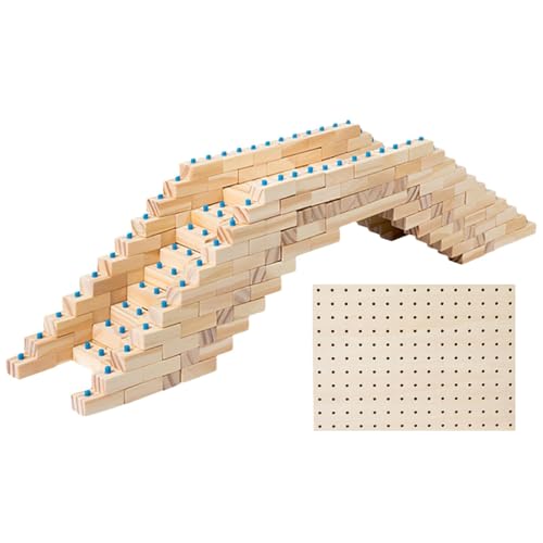 Maodom Holzbausteine ​​für Kinder, Holzbausteine ​​Set, Stapelspiel -Konstruktion Spielzeug Set, Blockspielzeug für Indoor -Aktivitätsspiele, Feinmotorikspiele von Maodom