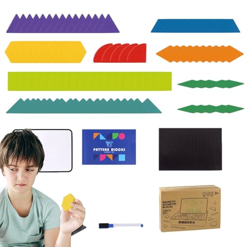 Maodom Tangrams für Kinder im Alter von 4–8 Jahren, Musterblöcke für das Klassenzimmer,Holzmusterblöcke 120 Stück magnetische Tangrams - Tangram-Puzzle, kreatives Magnetpuzzle für und Mädchen, von Maodom