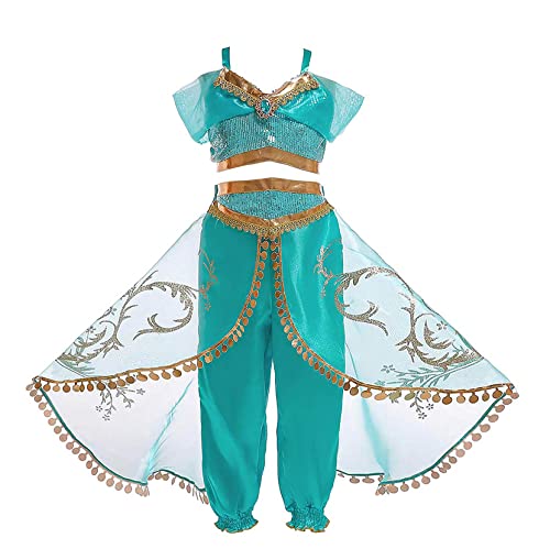 Maoluo Vintage Arabisches Prinzessinnen-Kostüm für Mädchen, für Halloween, Party, Cosplay, Outfit, Größe 4–10 Jahre von Maoluo Vintage