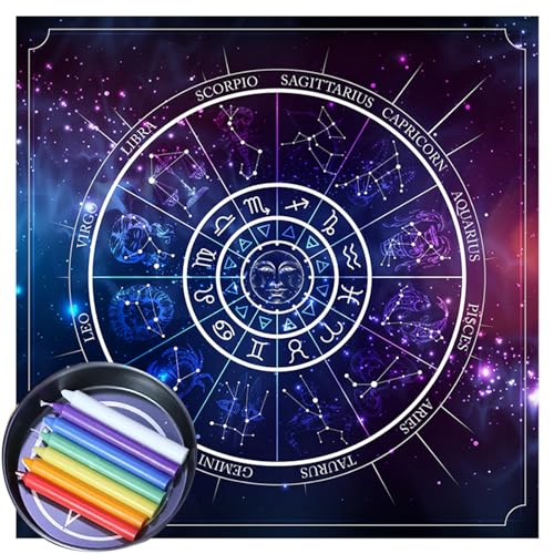 Maouira Quadratisches Flanell Tarot Altar Tuch Brettspiel Pad Astrologische Orakel Pad Tischdecke Kartenmatte Wahrsagerei Tischdecke Wahrsagerei Tischmatte Tarot Kartentuch Für Lesungen von Maouira