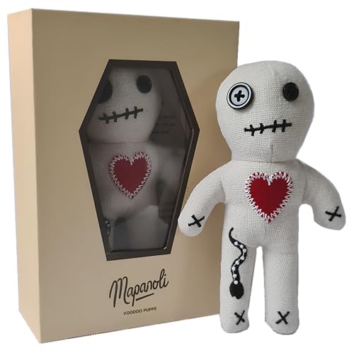 Voodoo Puppe mit Nadeln, Sarg Box und Anleitung (16cm handgemacht) | Lustiges Geschenk für Freunde, Kollegen, Chef | Hochzeit oder Jobwechsel (Voodoo-Puppe Komplett Set) von Mapanoli