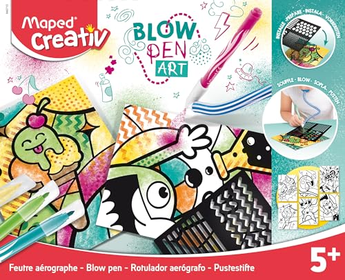 Maped CREATIV 846715 Puste-Stifte Blow Pen POP Art-mit Spüh-und Malvorlagen, 14-teiliges Set, Viele Farben von Maped CREATIV