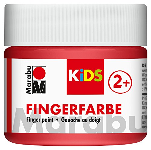 Marabu 03030050232 - Kids Fingerfarbe rot 100 ml, Fingermalfarbe auf Wasserbasis, parabenfrei, vegan, laktosefrei, glutenfrei, geeignet zum Malen in Kindergarten, Schule, Therapie und zu Hause von Marabu