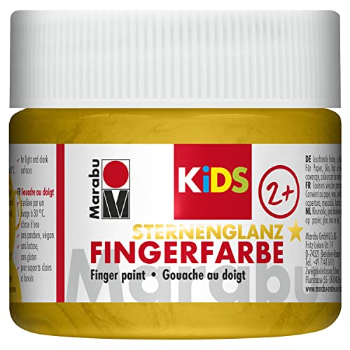 Marabu 03030050784 - KiDS Fingerfarbe metallic Gold 100 ml, auf Wasserbasis, parabenfrei, vegan, auswaschbar, für Kinder ab 3 Jahren von Marabu