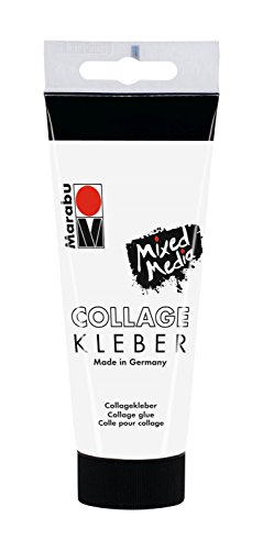 Marabu 12040050845 - Transparenter, dickflüssiger Collage Kleber auf Wasserbasis, mit starker Klebekraft für Papier, Foto und Collagen auf porösen Oberflächen wie Leinwand, Papier und Holz, 100 ml von Marabu