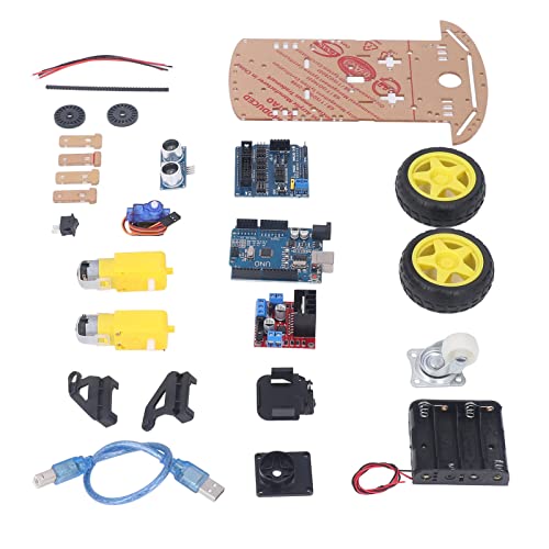 Marhynchus DIY Smart Robot Car Chassis Kit, Programmierbares Entwicklungsboard 2WD Ultraschall mit Motor MCU für Teens DIY von Marhynchus