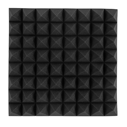 Marhynchus 12 Pack Akustische Schaumstoffplatten 2 X 12 X 12, Schwarze Pyramidenschaumplatten Wandschaum -Sound Absorbierende Geräuschabstündungsplatten für Heimkinos, Spielzimmer von Marhynchus