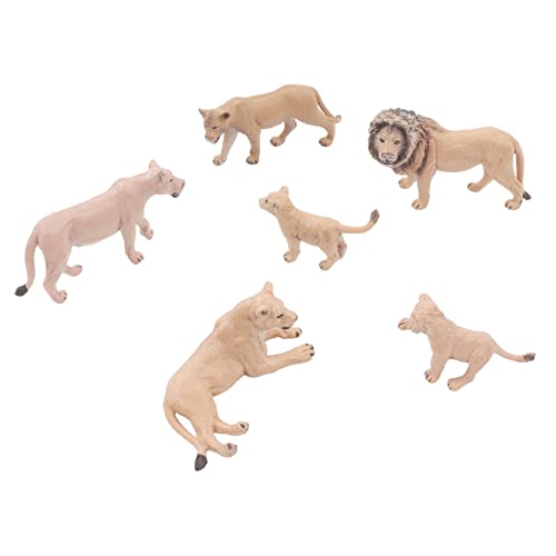 Marhynchus 6 PCs Lebensee Löwenspielzeug, Mini Wildtiere Statue Lions Family Figuren Dekoration für das Schulprojekt von Marhynchus