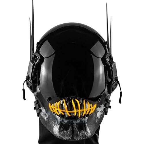 Marikito Cyberpunk Mask, Skelett LED maske, Drei Lichtmodi, Ideal für Cosplay, Partys und Feste (Yellow) von Marikito