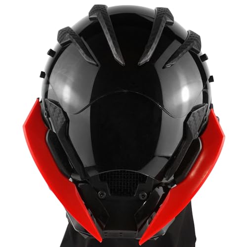 Marikito Cyberpunk Maske Für Herren, Flügel Der Zukunft, Halloween Cosplay Helm, Verstellbarer Haken, Geeignet Für Alle Erwachsenen. (Rot) von Marikito