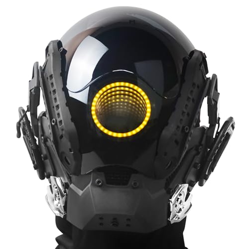 Marikito LED Cyberpunk Maske, Auge Des Abgrunds Design, Unendlich Leucht Maske, Perfekt für Halloween Partys, Cosplay (gelb) von Marikito