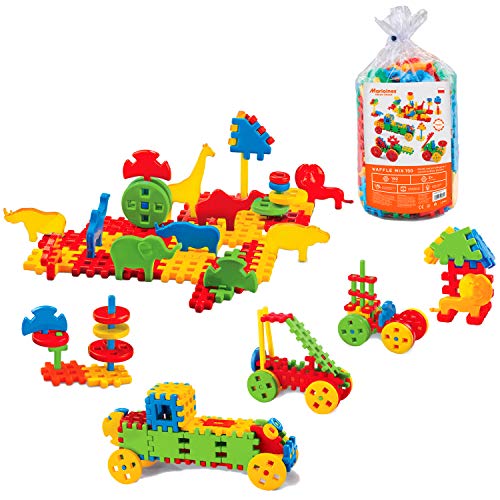 Mario-Inex 900345 Marioinex Waffelblöcke Mix, 150 Stück, Mehrfarbig von ECR4KIDS