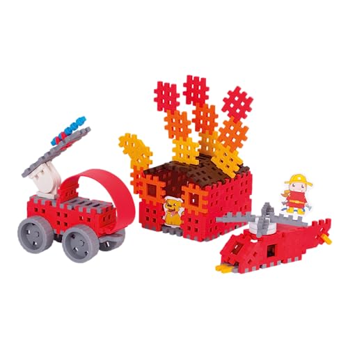 Marioinex Mini Waffle Feuerwehr 90 Elemente - Steckspiel ab 4 Jahre - Waffelbausteine Kinder - Building Blocks for Kids - Konstruktionsspielzeug - Bausteine Kinder - Steckbausteine Kinder von Marioinex